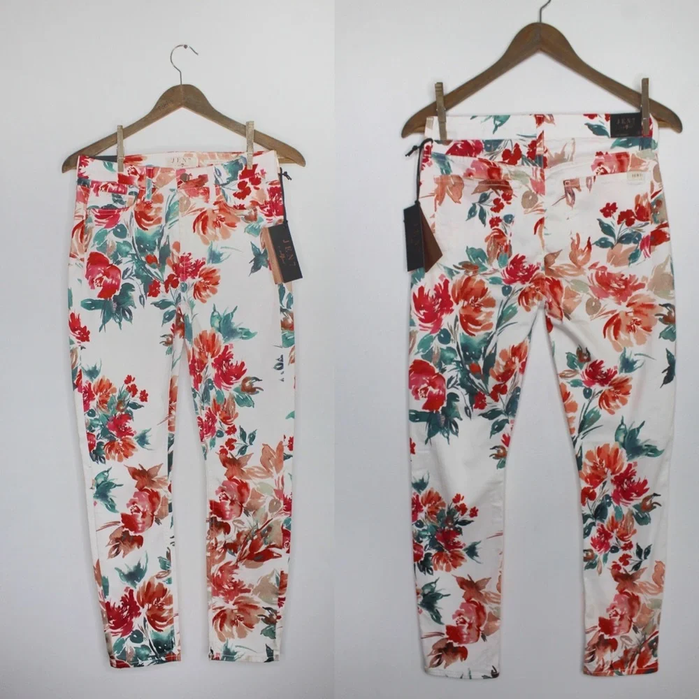 7FAMK Jen 7 NEW Floral Skinny Pants 4 - Picture 2 of 9